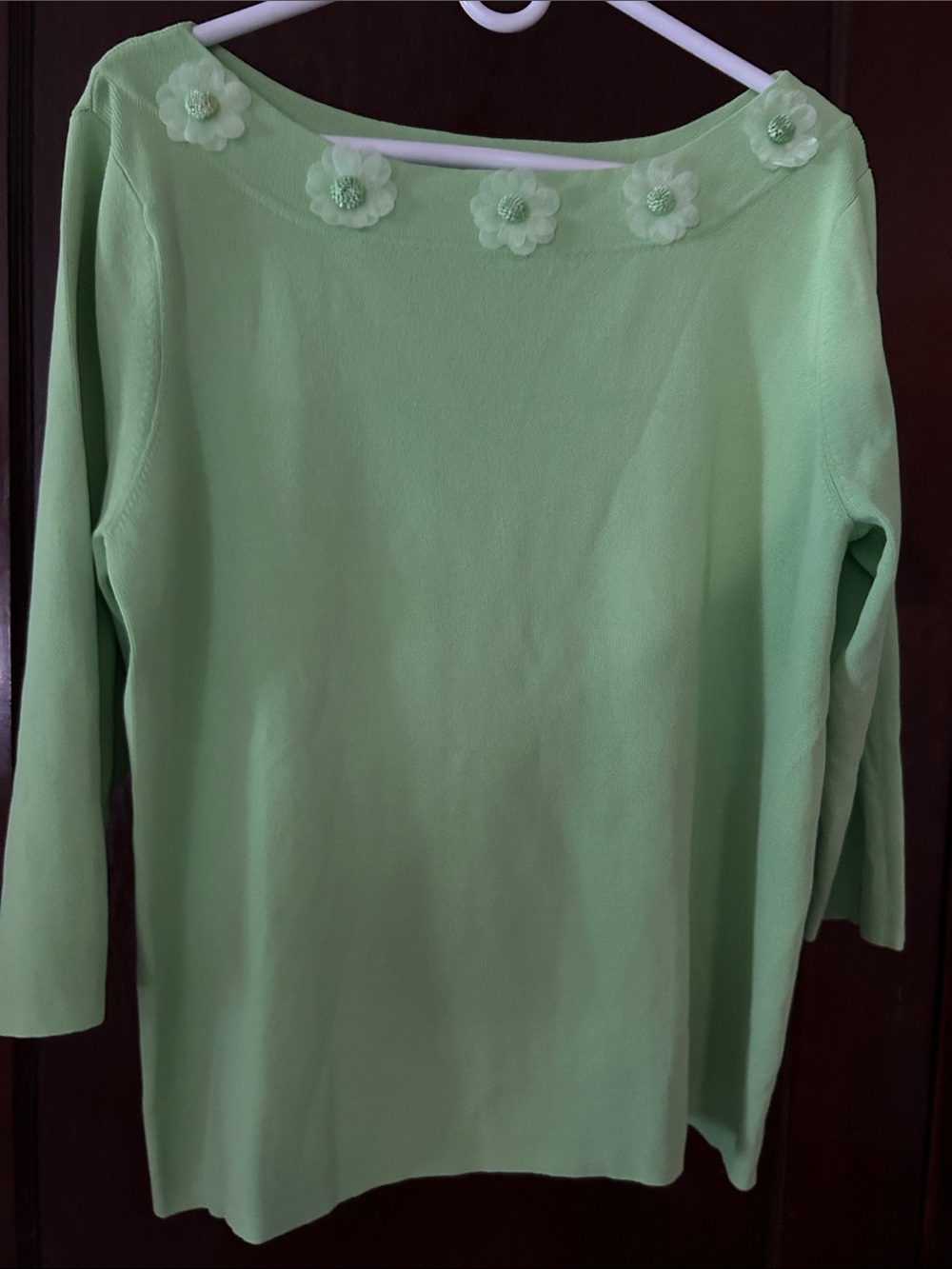 Dress Barn Light Green Floral Applique Women's Sweater